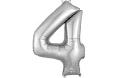 Foil balloon - Number - 4 - Silver - 86 cm